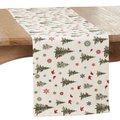 Saro Lifestyle SARO 535.I1472B 14 x 72 in. Oblong Ivory Christmas Tree & Snowflakes Table Runner 535.I1472B